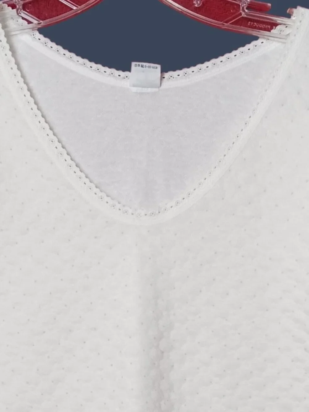 Silver Ox Vtg Womens Textured Thermal Top W/Lace Trim White Large - Picture 8 of 16